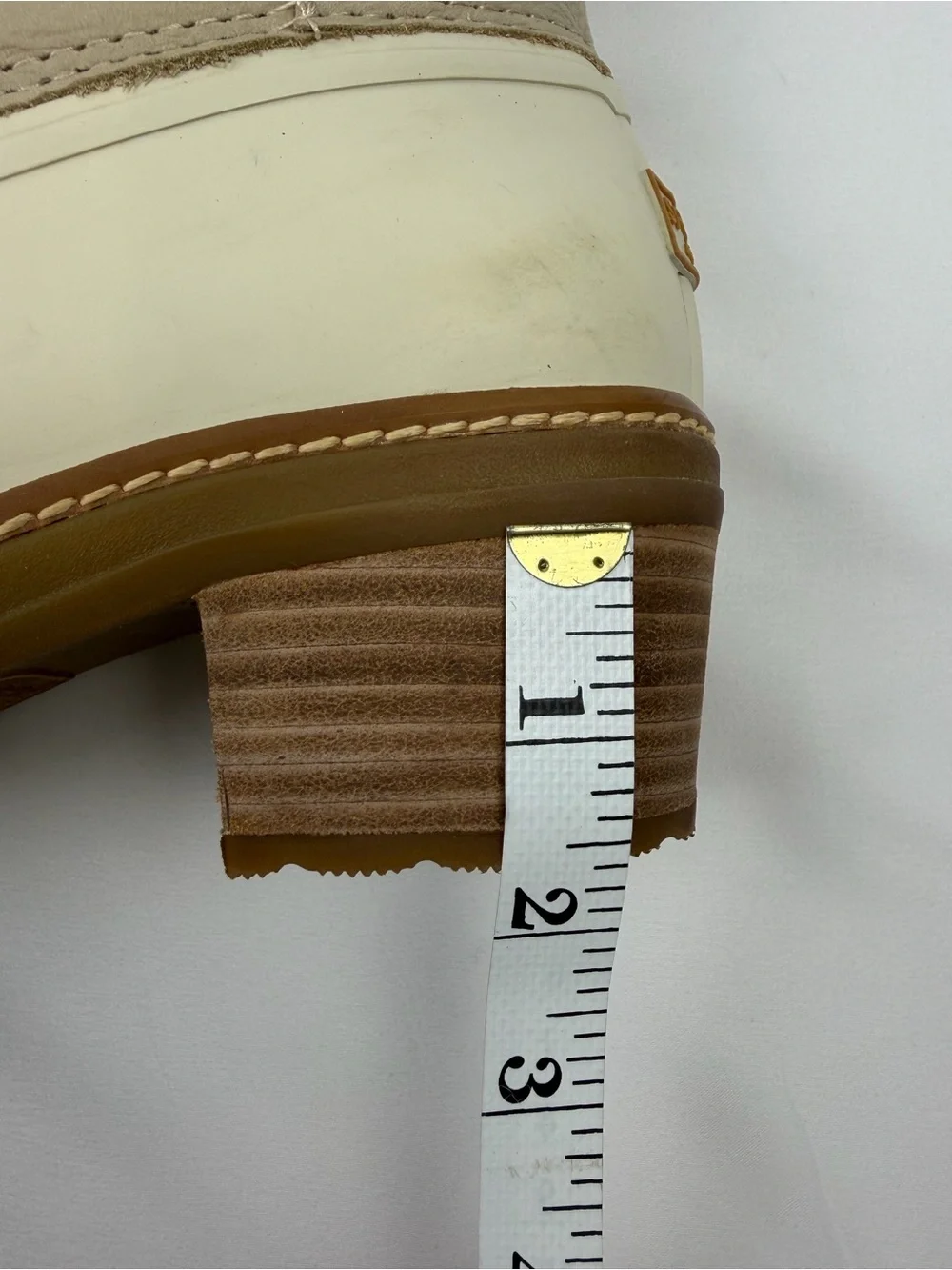 Sperry Saltwater Heel Leather Duck Boots Size 8.5 Cream / Beige